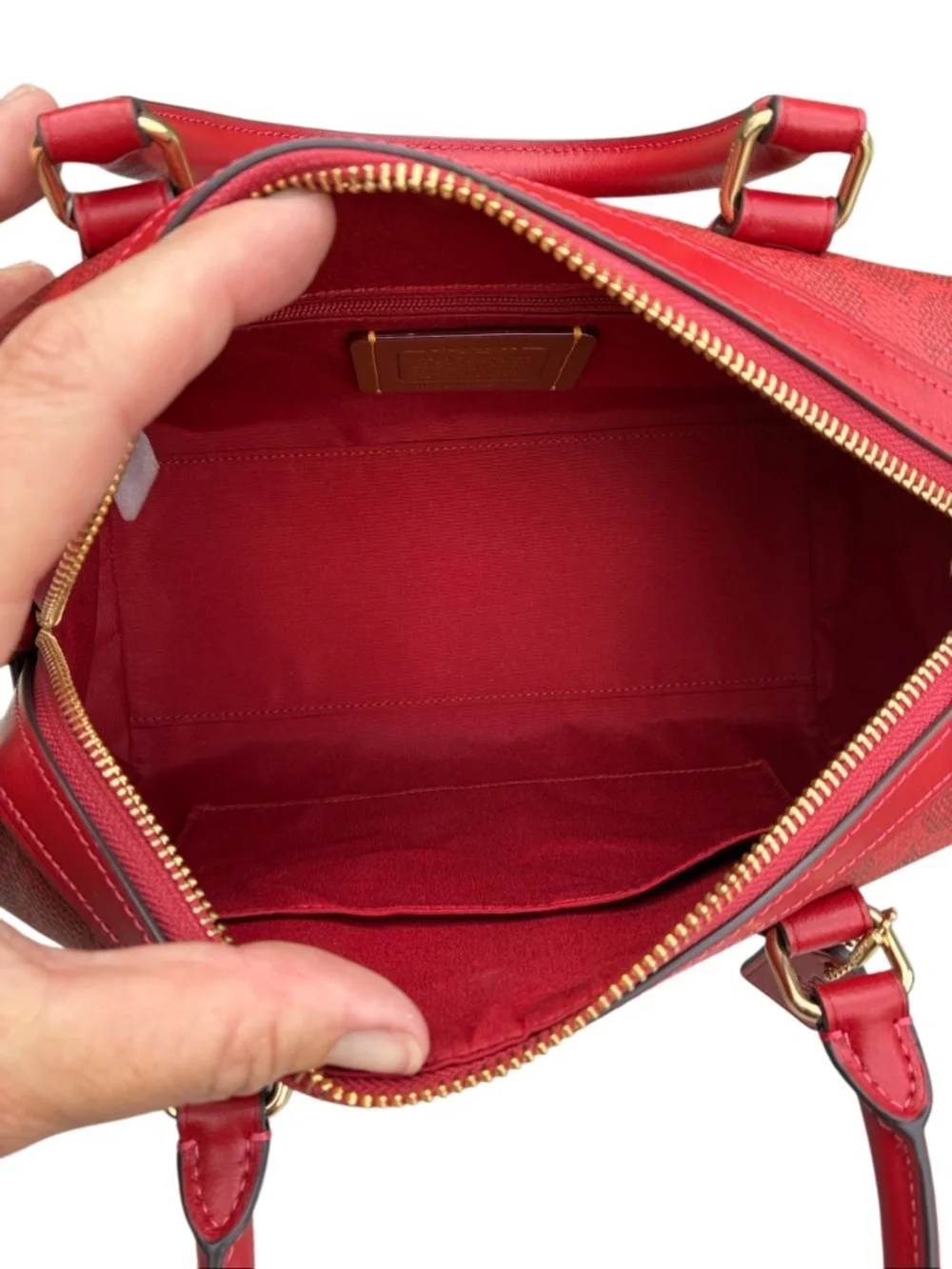 Coach Rowan Satchel Bag In Signature Canvas Crimson Red Purse